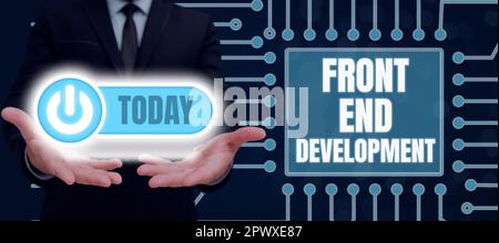 Hand writing sign Front End Development, Business approach Altering data to graphical interface for user to view Stock Photo