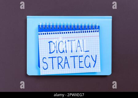 Conceptual display Digital Strategy, Business overview plan for maximizing the business benefits of data assets Stock Photo