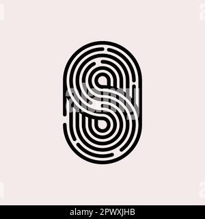 Security logo, letter s, security agency logotype with fingerprints Stock Vector