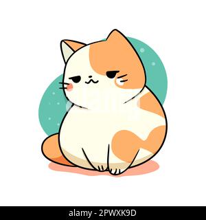 Smiling Little Cute Cat Kawaii Illustration Design Royalty Free