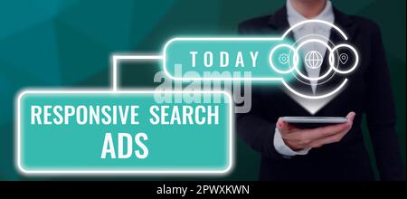 Text caption presenting Responsive Search Ads, Concept meaning To increase the likelihood that your ad shows Stock Photo