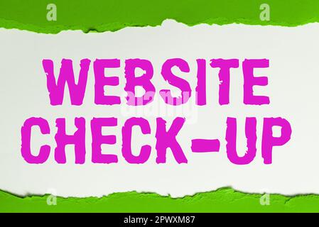Conceptual caption Website Check Up, Word for an examination of a website to see if something is in order Stock Photo