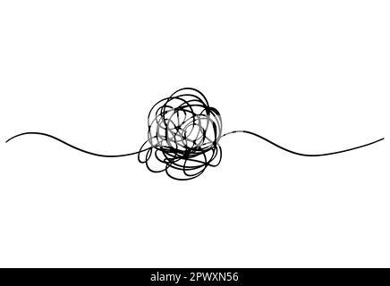 Tangled grungy round scribble isolated white background. Vector illustration Stock Vector