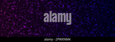 Glitch digital background with pixels, squares. Wide banner, gradient screen. Big date background, pattern Stock Vector