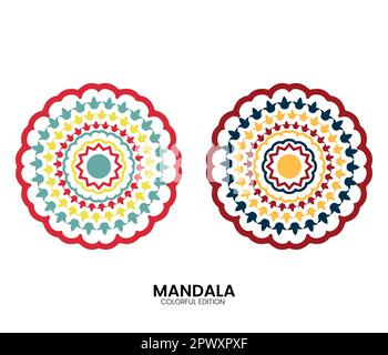 Vector hand drawn doodle mandala. Ethnic mandala with colorful tribal ornament. Isolated. Bright colors. Stock Vector