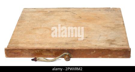 Rectangular wooden cutting board empty on white isolated background Stock Photo
