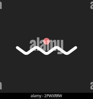 Sea, sun and wave pictogram, ocean logo, resort minimal concept. Minimalist simple geometric poster with sea and sun Stock Vector