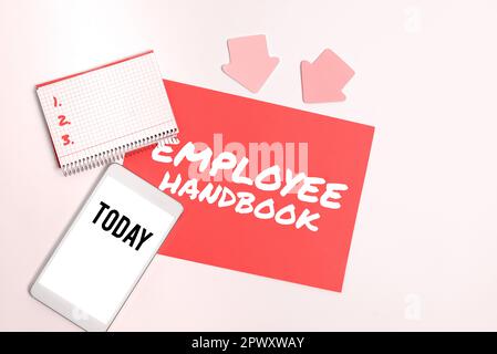 Handwriting text Employee Handbook, Concept meaning Document that contains an operating procedures of company Stock Photo