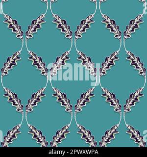 A leafy trellis seamless vector pattern on teal Stock Vector