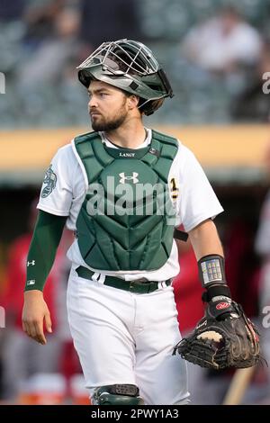 Oakland Athletics catcher Shea Langeliers during a baseball game