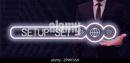 Handwriting text Setup Set, Business concept the manner, position, or direction in which something is set Stock Photo