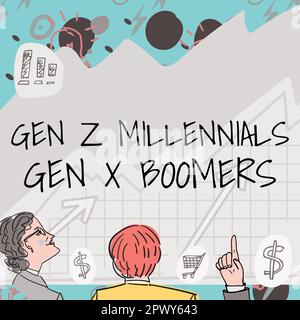 Inspiration Showing Sign Gen Z Millennials Gen X Boomers. Business ...