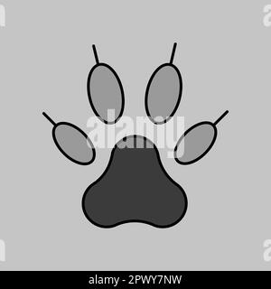 Predatory paw vector isolated grayscale icon. Pet animal sign. Graph symbol for pet and veterinary web site and apps design, logo, app, UI Stock Photo