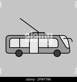 Trolley or trolleybus grayscale vector icon. Graph symbol for travel and tourism web site and apps design, logo, app, UI Stock Photo