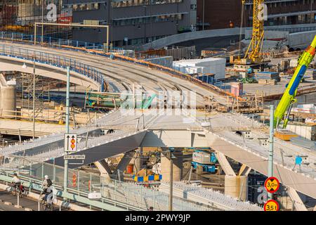 Gothenburg, Sweden - september 10 2020: Ramps of the new Göta Älv bridge under construction. Stock Photo