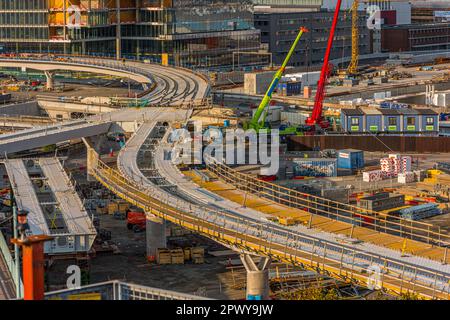 Gothenburg, Sweden - september 10 2020: Ramps of the new Göta Älv bridge under construction. Stock Photo