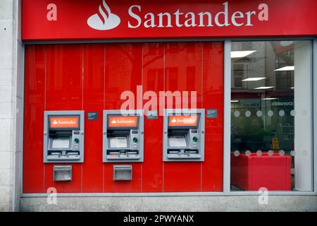Santander bank and ATM machines 2023. Stock Photo