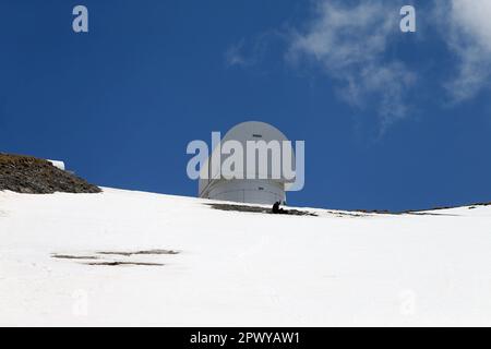 Helmos Observatory (Aristarchos Telescope). It is located on mount Helmos (Aroania) in the Northern Peloponnese at an altitude of 2340 m. Stock Photo