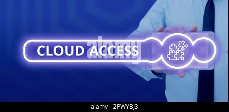 Hand writing sign Cloud Access, Business idea Software tool between the organization and the provider Stock Photo