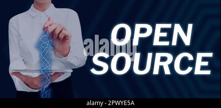 Conceptual display Open Source, Business showcase denoting software which original source code freely available Stock Photo
