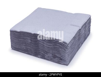 Stack of Grey Napkins Cut Out on White. Stock Photo