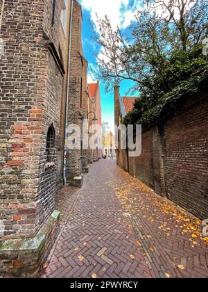 Delft, The Netherlands - October 15, 2021: Street view and city scenes in Delft, a beautiful small city in the Netherlands. Stock Photo