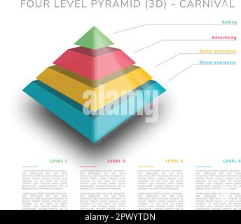 Four level pyramid (3D) - fresh carnival colors Stock Vector