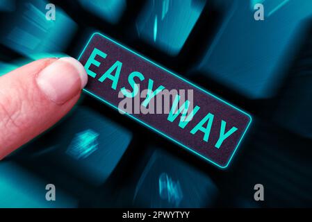 Text caption presenting Easy Way, Business idea making hard decision between two less and more effort method Stock Photo