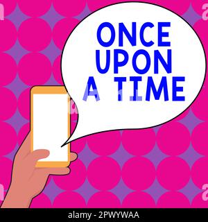 Text caption presenting Once Upon A Time, Word Written on telling story Fairytale story Historical event Novel Stock Photo