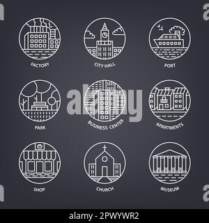 City Elements icon set. Include creative elements restroom sign, public ...