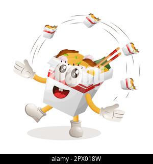 Cute ramen mascot freestyle with ramen. Perfect for food store, small business or e-Commerce, merchandise and sticker, banner promotion, food review b Stock Vector