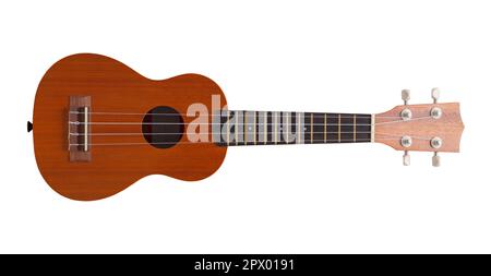 Small Wood Ukulele Cut Out on White. Stock Photo
