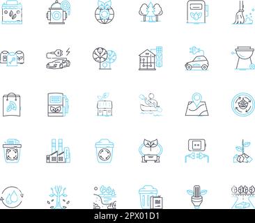 Pure water linear icons set. H, Clean, Crisp, Refreshing, Clear, Hydrating, Tasteless line vector and concept signs. Mineral-rich,Untainted,Element Stock Vector