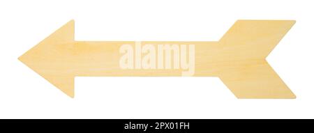 Wood Arrow Sign Cut Out on White. Stock Photo
