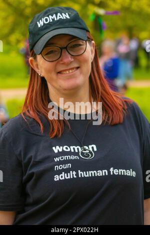 London, United Kingdom - April 30th 2023: An attendee at the Let Women Speak event in Hyde Park. Stock Photo