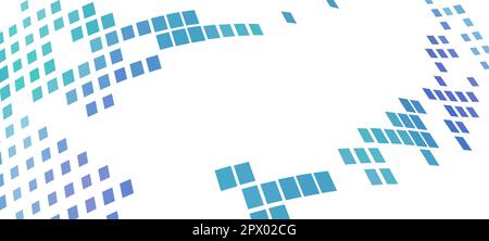 Abstract curved dotted background with bluish squares. Simple vector graphic pattern Stock Vector