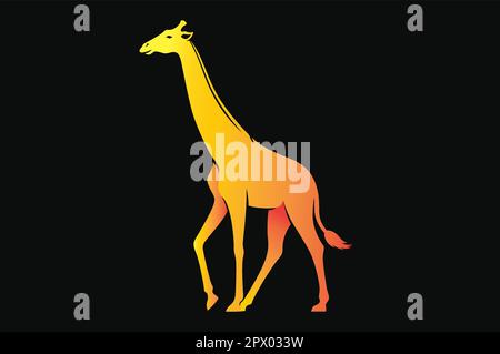 Silhouette of Giraffe Walking Vector Illustration Stock Vector