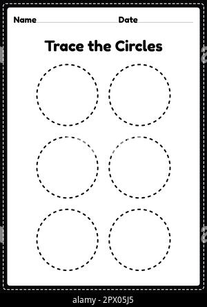 Trace the circle worksheet for kindergarten and preschoolers kids for educational activities in a  printable illustration Stock Photo