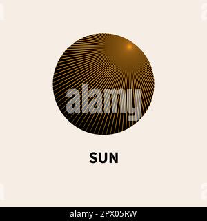 Rays of sun on black background, round logo. Abstract geometric sun, company symbol Stock Vector