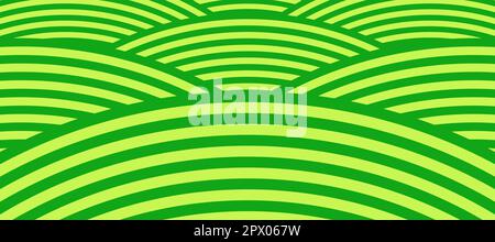 farm green banner, organic abstract background with fields. wavy green lines, natural organic products. ecology background. striped farmer green Patte Stock Vector
