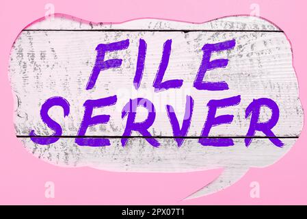 Handwriting text File Server, Business concept device which controls access to separately stored data Stock Photo