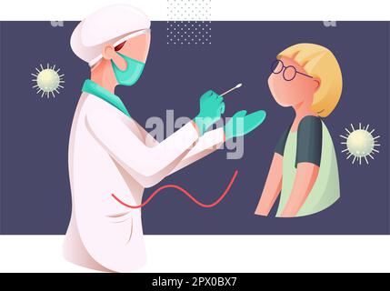 Nasal Swab - Nasopharyngeal Swab Testing for Children - Icon as eps 10 File. Stock Vector