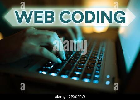 Text showing inspiration Web Coding, Business approach work involved in developing a web site for the Internet Stock Photo