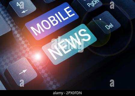 Writing displaying text Mobile News, Business concept the delivery and creation of news using mobile devices Stock Photo