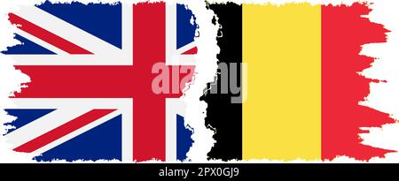 Belgium and UK grunge flags connection, vector Stock Vector