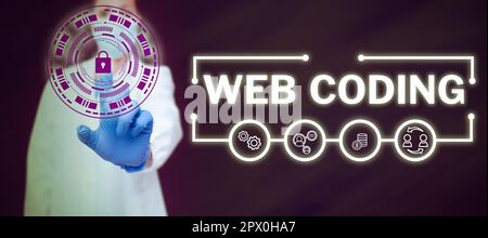 Text showing inspiration Web Coding, Business approach work involved in developing a web site for the Internet Stock Photo