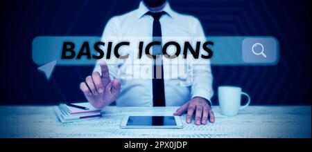 Sign displaying Basic Icons, Business approach pictogram or ideogram ...