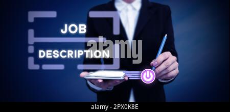 Handwriting text Job Description, Word Written on A document that describes the responsibilities of a position Stock Photo