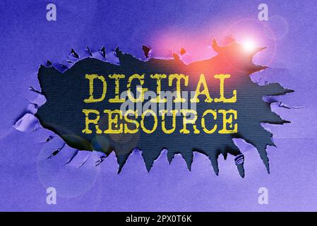 Sign displaying Digital Resource, Conceptual photo content that distributed digitally over the Internet Stock Photo