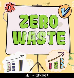 Conceptual caption Zero Waste, Word Written on industrial responsibility includes composting, recycling and reuse Stock Photo